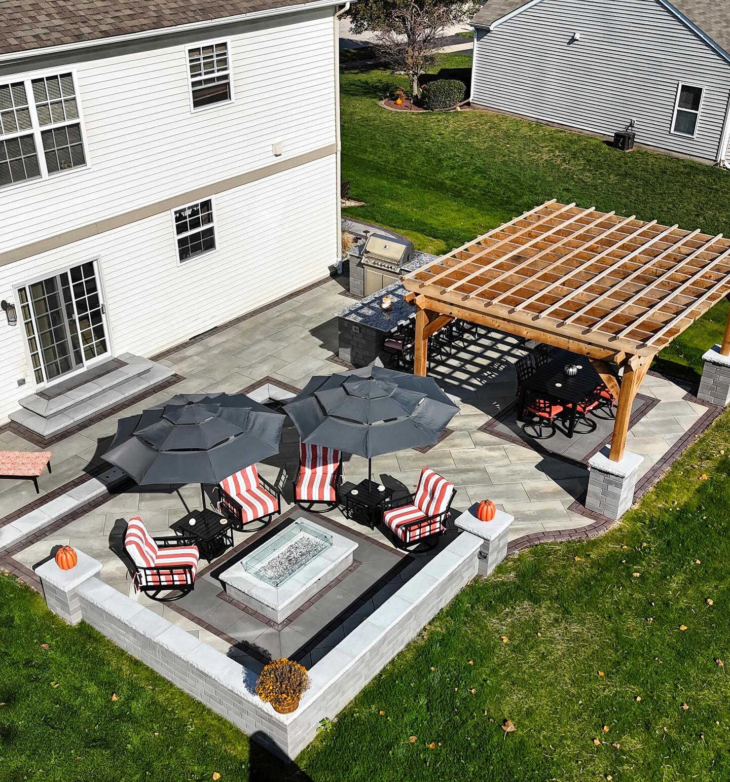 Pergola and patio seating