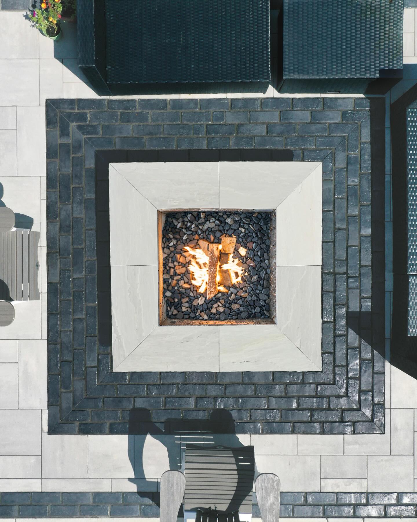 Square fire pit from above