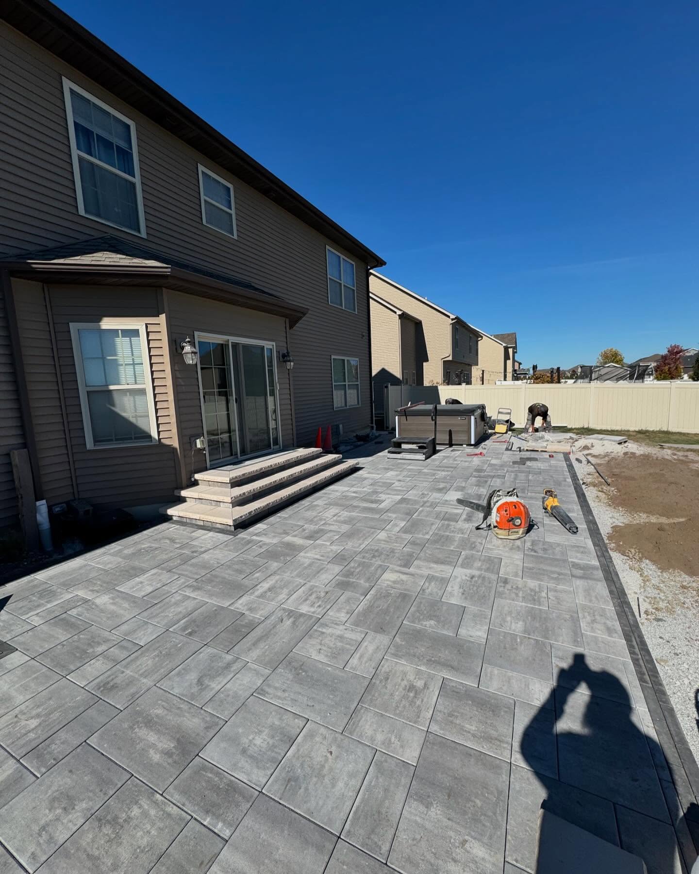 Patio installation in progress