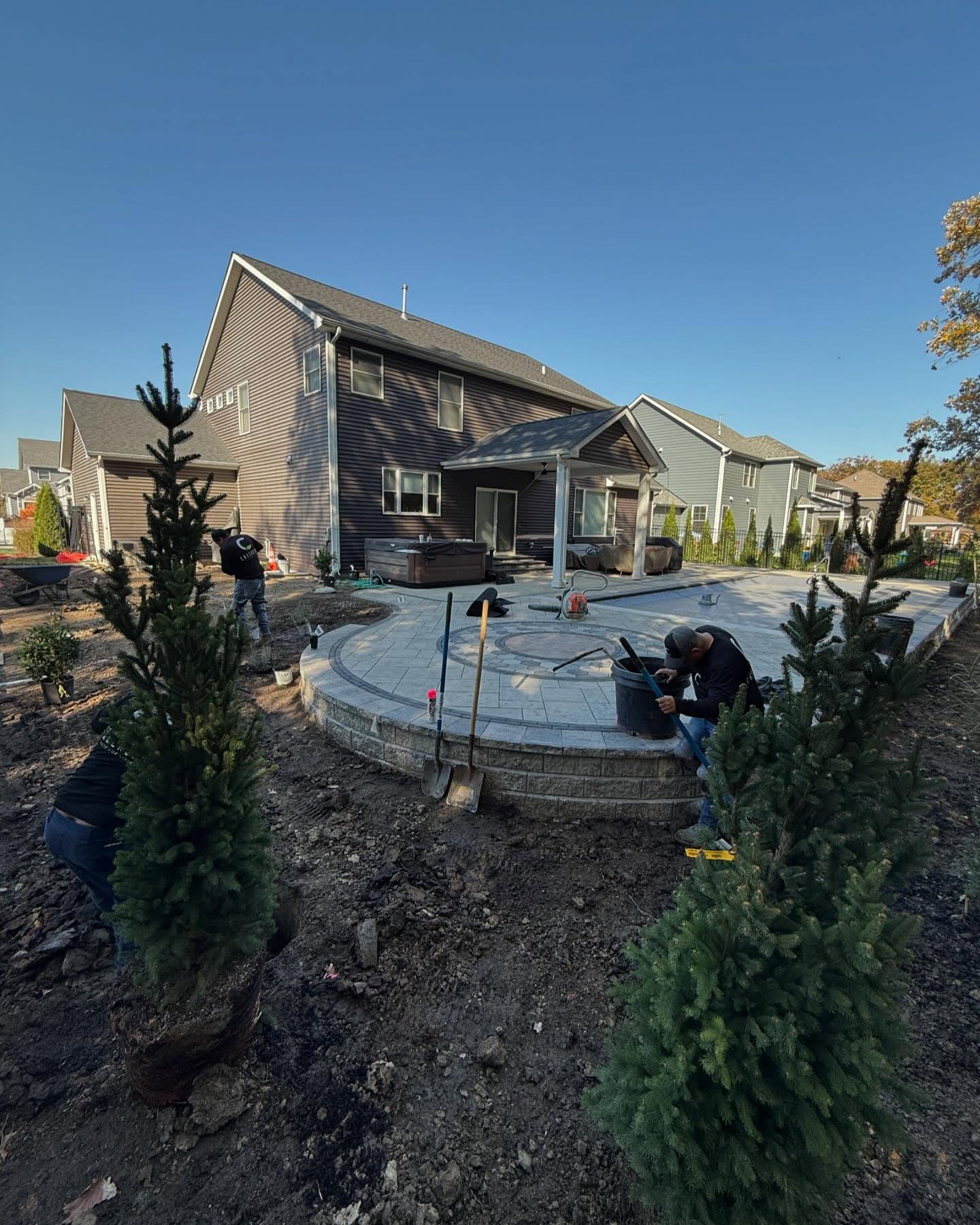 Planting and patio construction