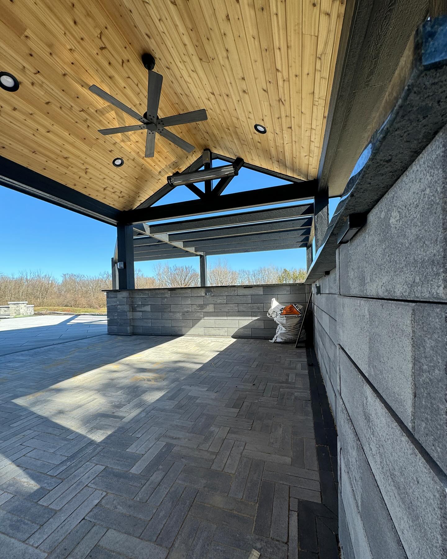 Timber ceiling and pavilion stonework