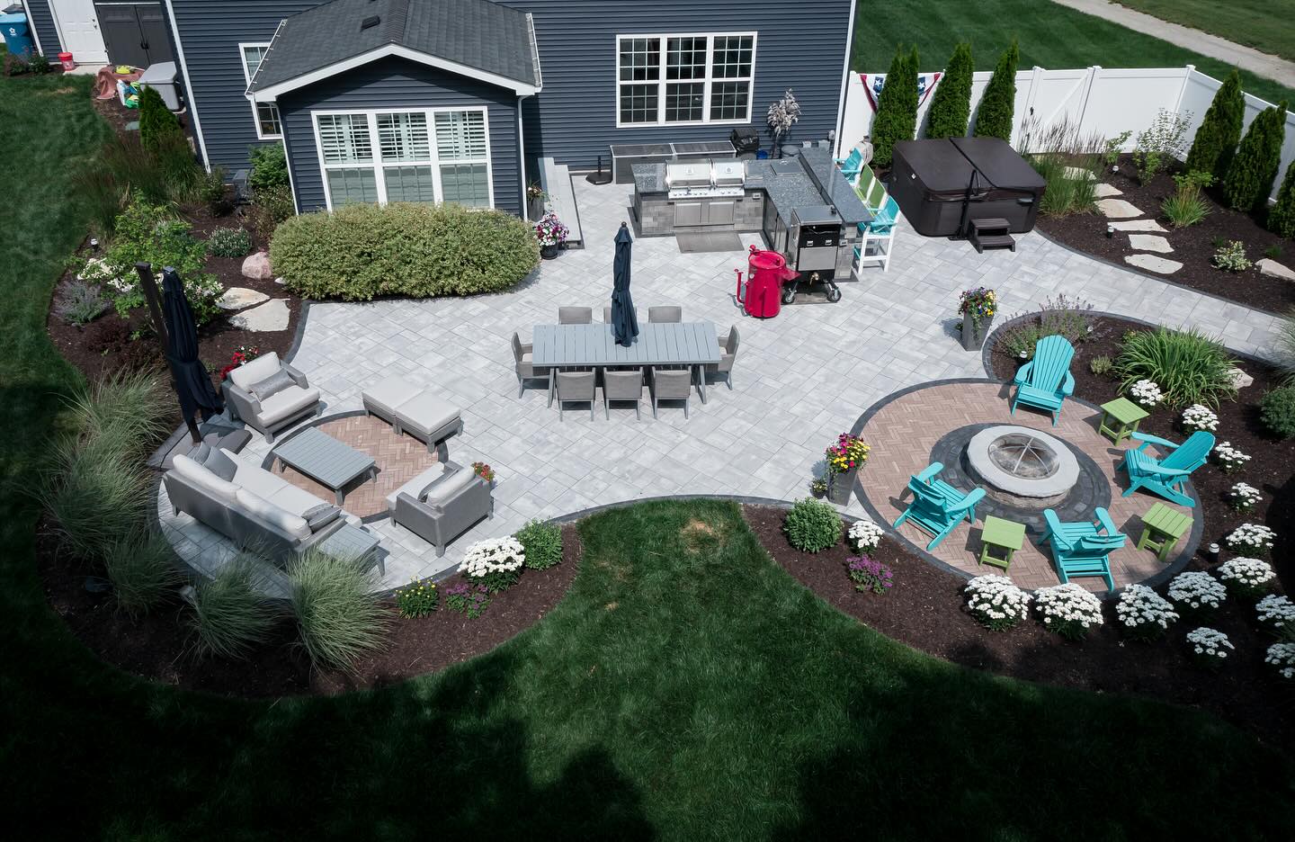 Complete garden patio from above